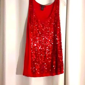 Design365 XL Red sequence front sleeveless top Valentine's ready